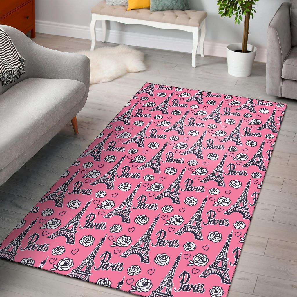 Eiffel Tower Print Pattern Floor Mat-grizzshop