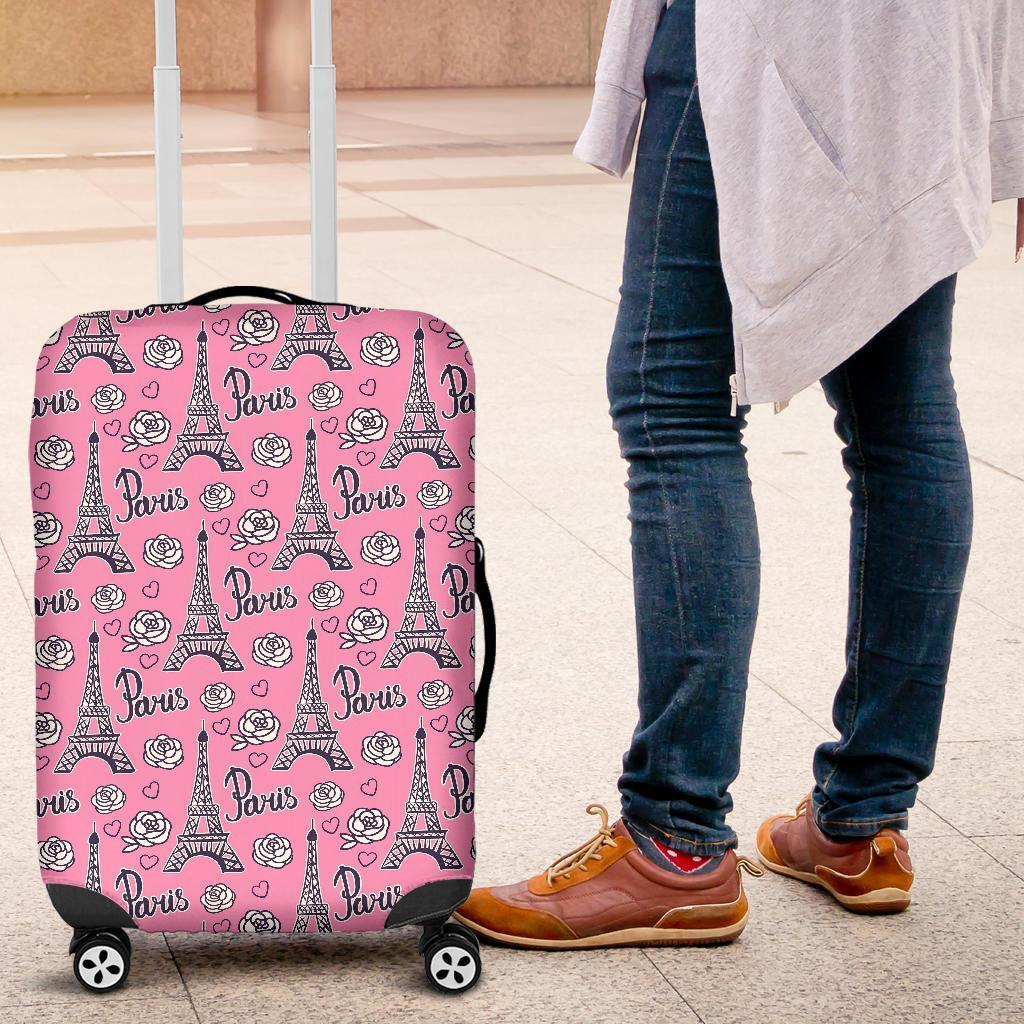 Eiffel Tower Print Pattern Luggage Cover Protector-grizzshop