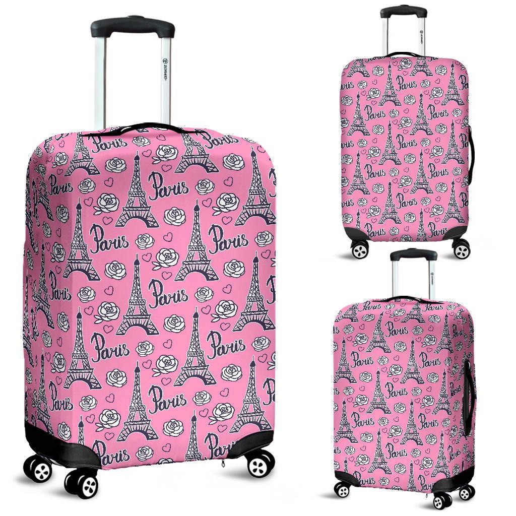 Eiffel Tower Print Pattern Luggage Cover Protector-grizzshop