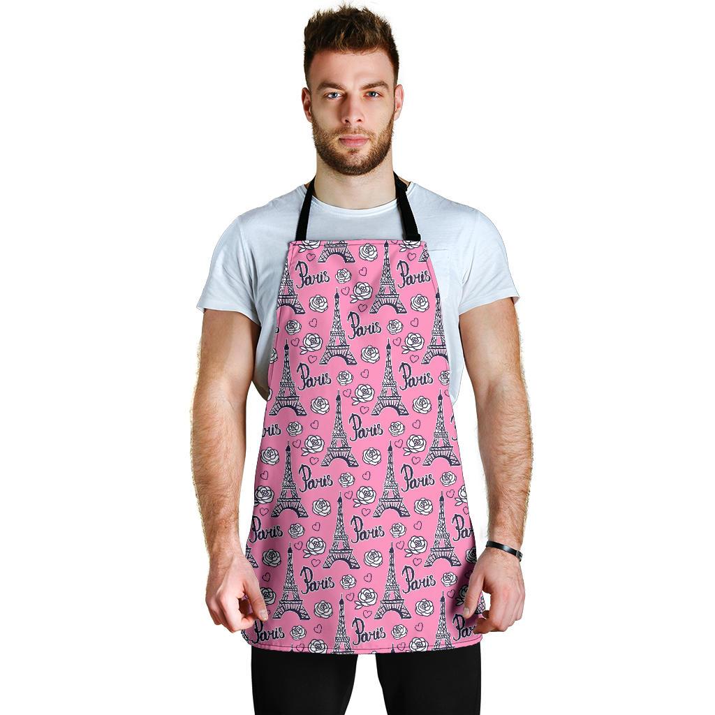 Eiffel Tower Print Pattern Men's Apron-grizzshop
