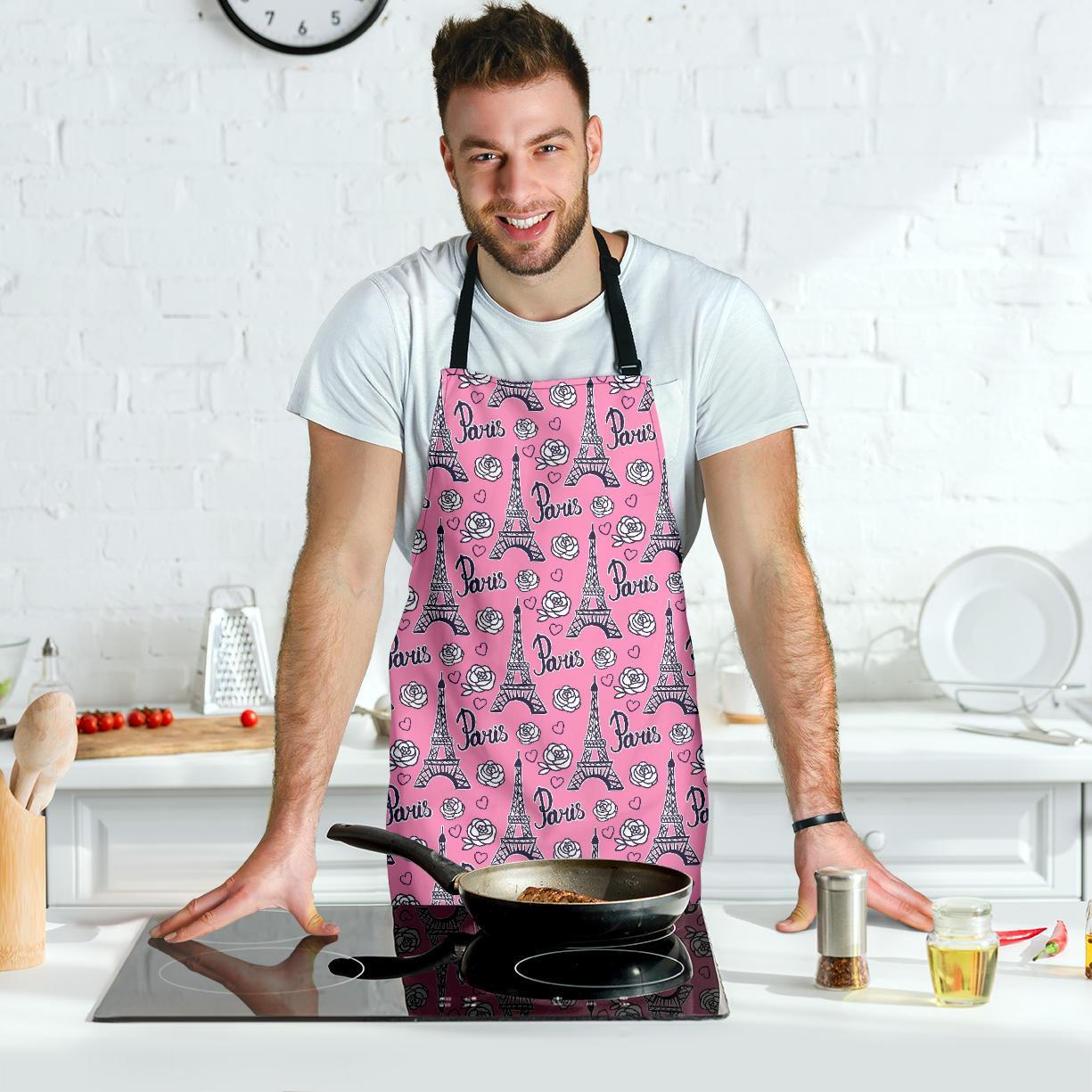 Eiffel Tower Print Pattern Men's Apron-grizzshop