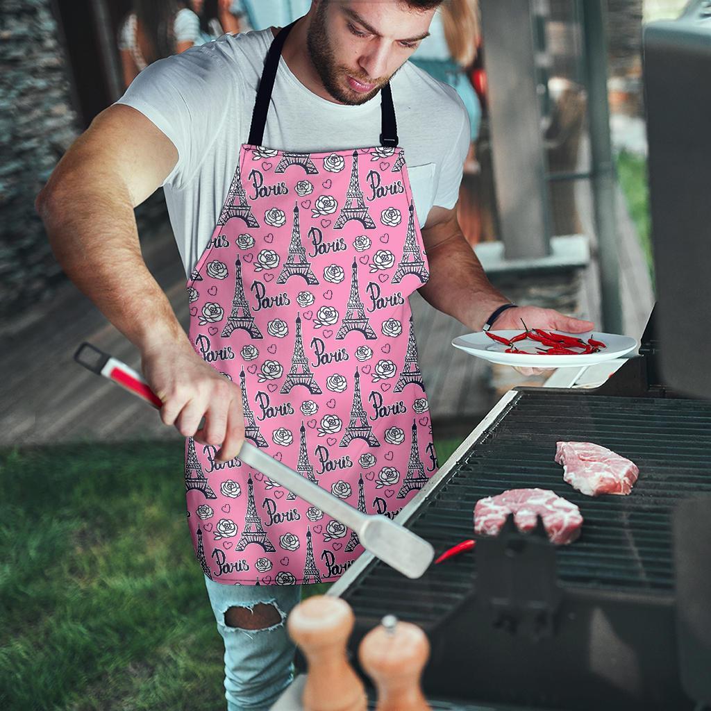 Eiffel Tower Print Pattern Men's Apron-grizzshop