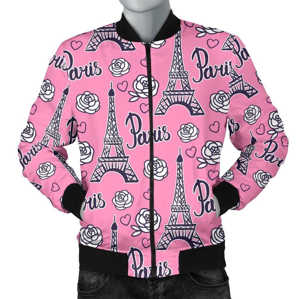 Eiffel Tower Print Pattern Men's Bomber Jacket-grizzshop