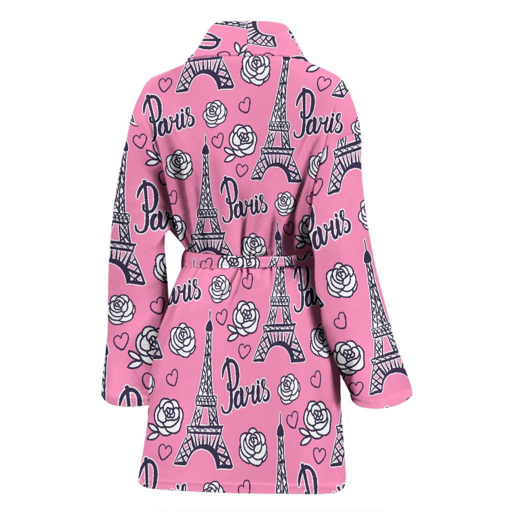 Eiffel Tower Print Pattern Women Long Robe-grizzshop