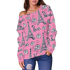 Eiffel Tower Print Pattern Women Off Shoulder Sweatshirt-grizzshop