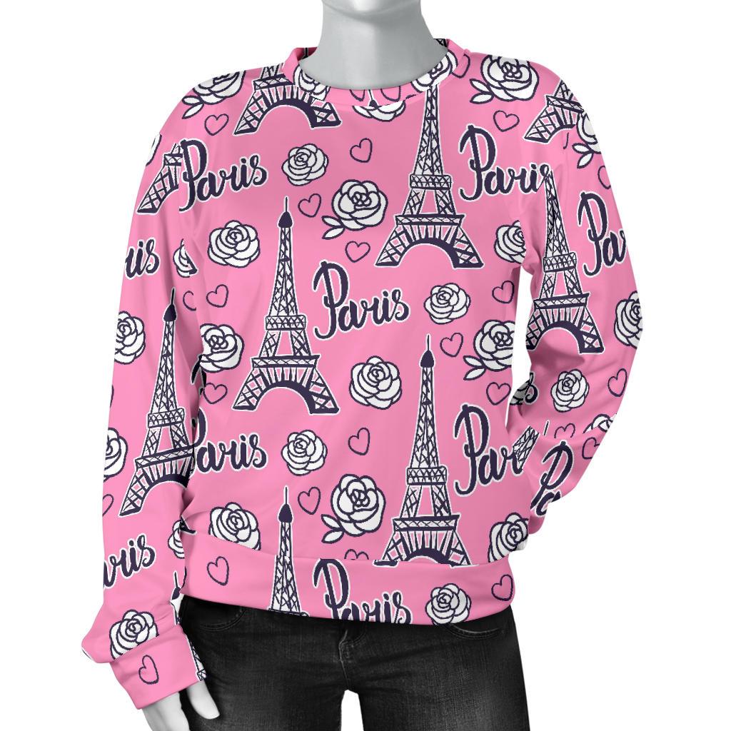 Eiffel Tower Print Pattern Women's Sweatshirt-grizzshop