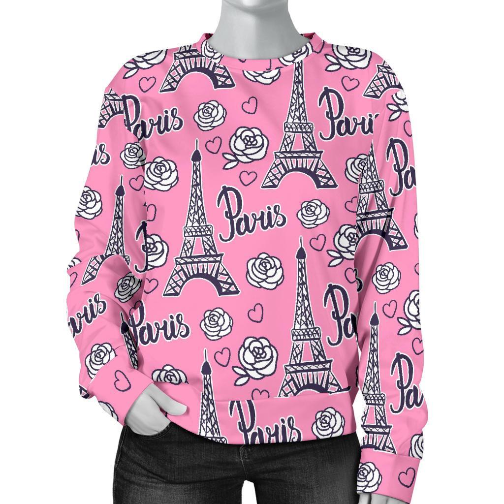 Eiffel Tower Print Pattern Women's Sweatshirt-grizzshop