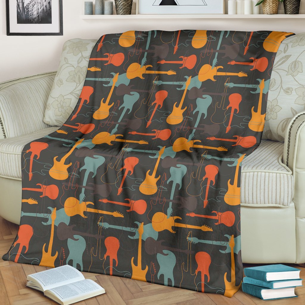 Electric Guitar Colorful Pattern Print Blanket-grizzshop