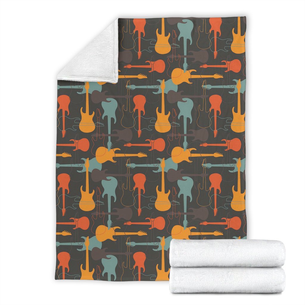 Electric Guitar Colorful Pattern Print Blanket-grizzshop