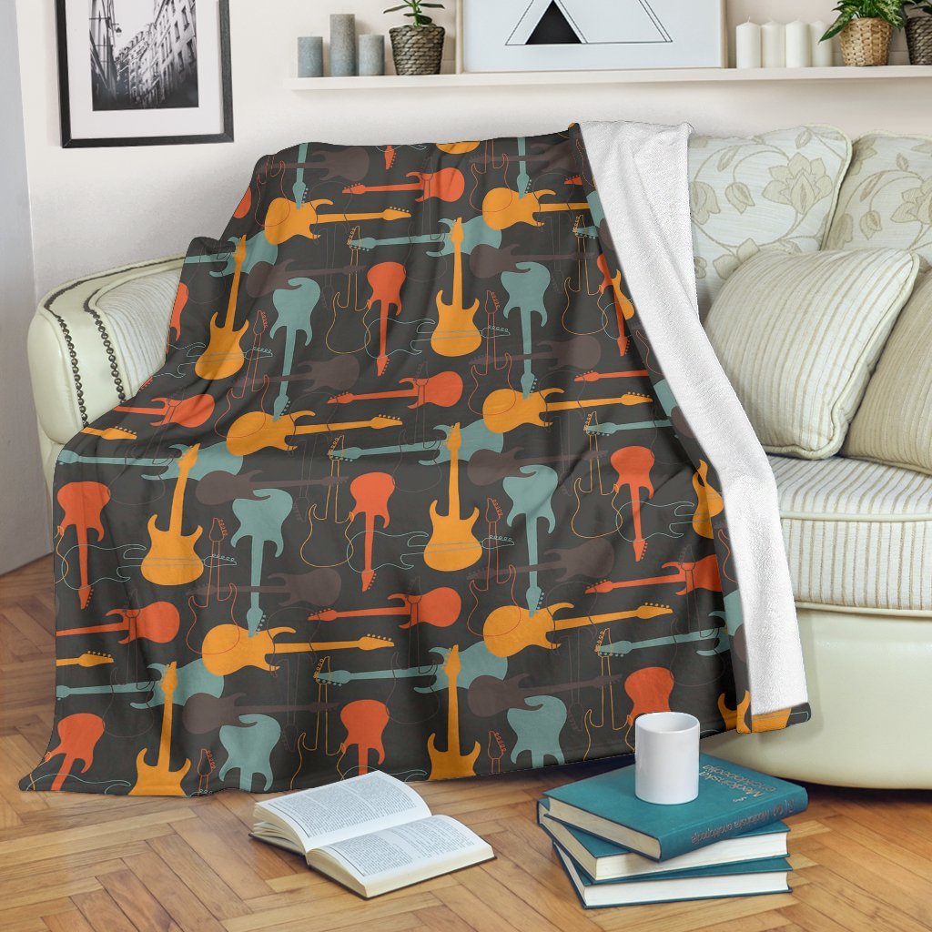Electric Guitar Colorful Pattern Print Blanket-grizzshop
