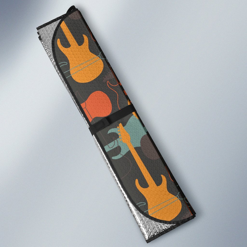 Electric Guitar Colorful Pattern Print Car Sun Shade-grizzshop