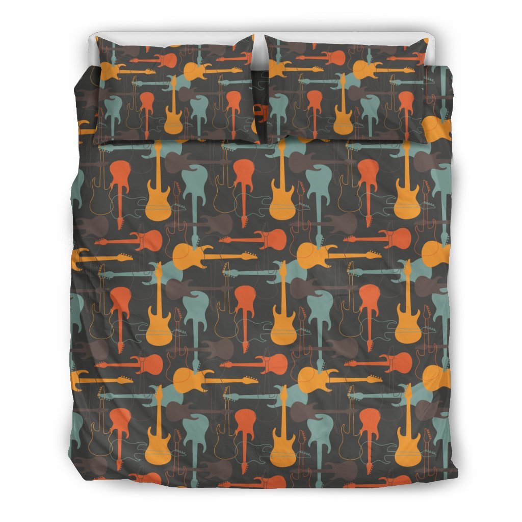 Electric Guitar Colorful Pattern Print Duvet Cover Bedding Set-grizzshop