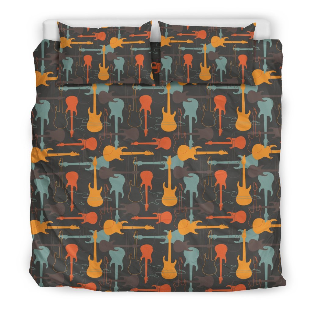 Electric Guitar Colorful Pattern Print Duvet Cover Bedding Set-grizzshop