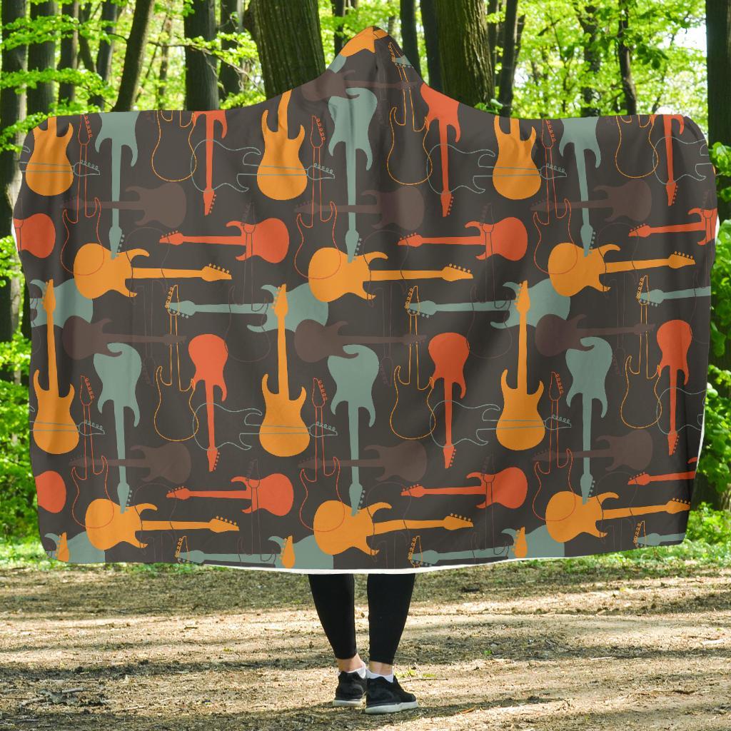 Electric Guitar Colorful Pattern Print Hooded Blanket-grizzshop