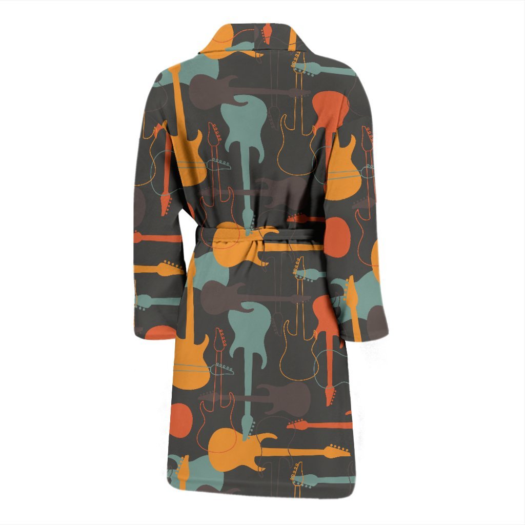 Electric Guitar Colorful Pattern Print Men Long Robe-grizzshop