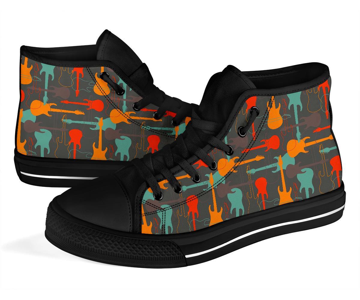 Electric Guitar Colorful Pattern Print Men Women's High Top Shoes-grizzshop