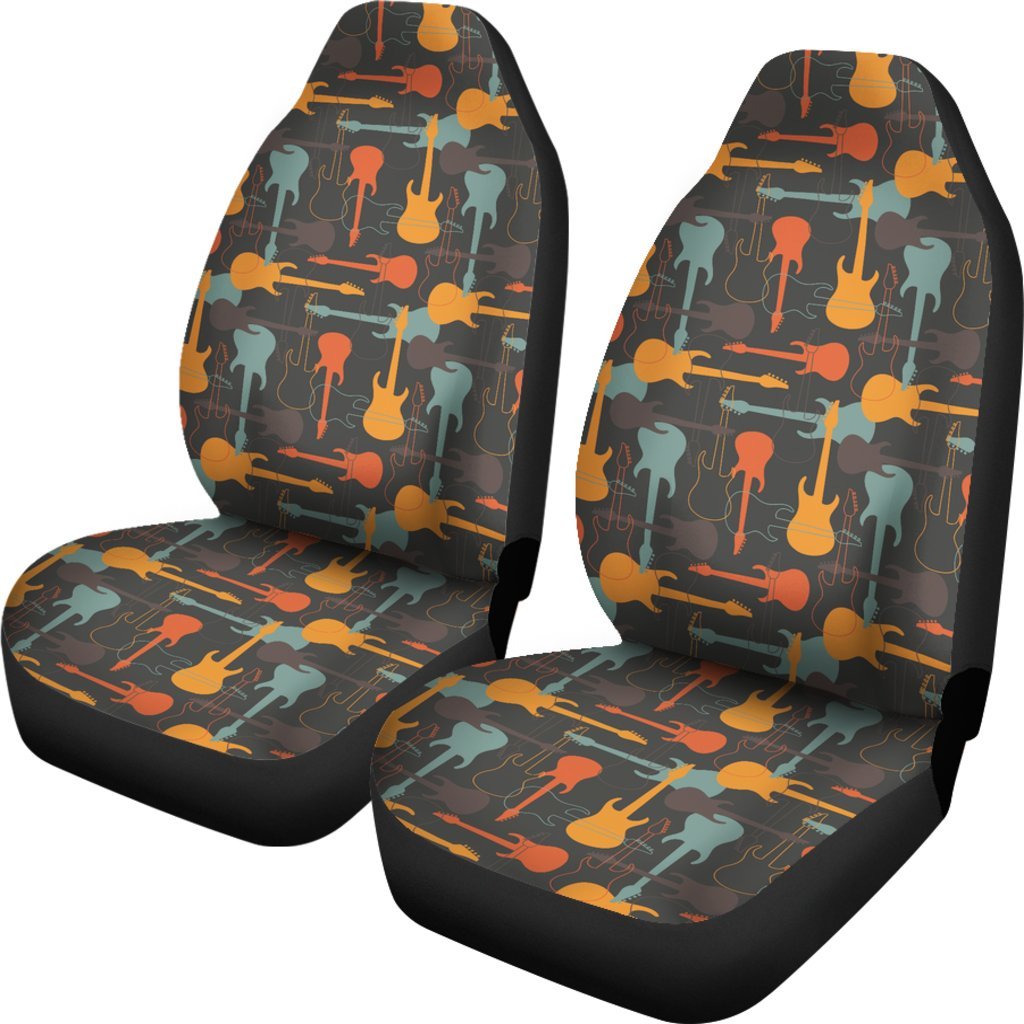 Electric Guitar Colorful Pattern Print Universal Fit Car Seat Cover-grizzshop