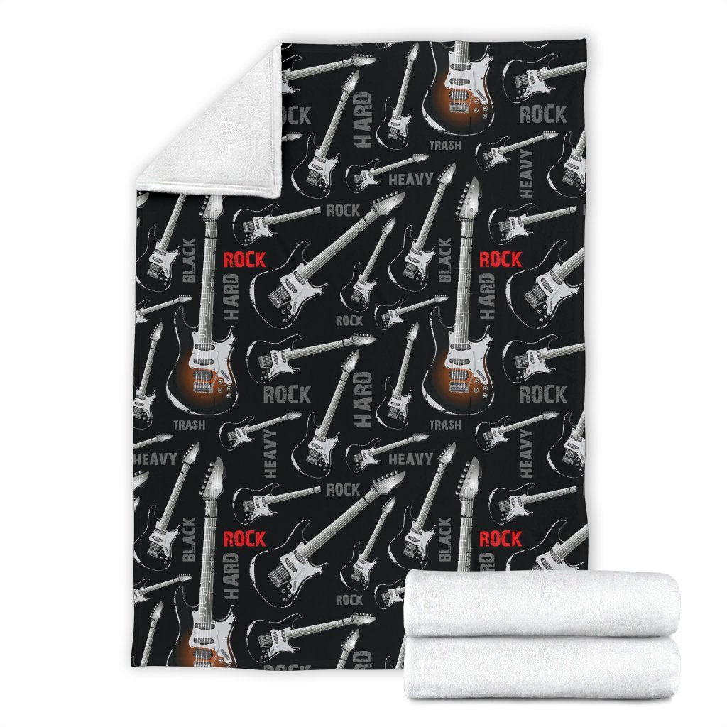 Electric Guitar Pattern Print Blanket-grizzshop