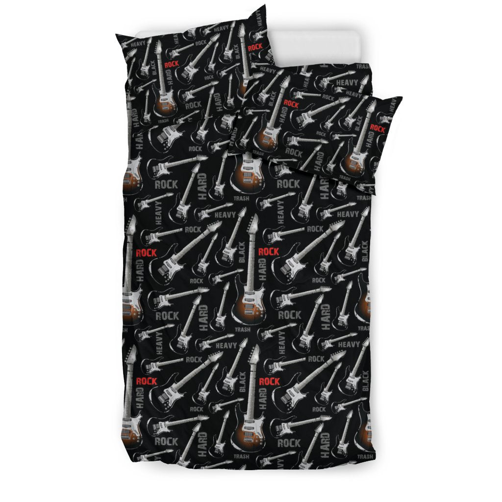 Electric Guitar Pattern Print Duvet Cover Bedding Set-grizzshop