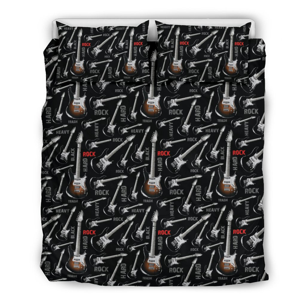 Electric Guitar Pattern Print Duvet Cover Bedding Set-grizzshop