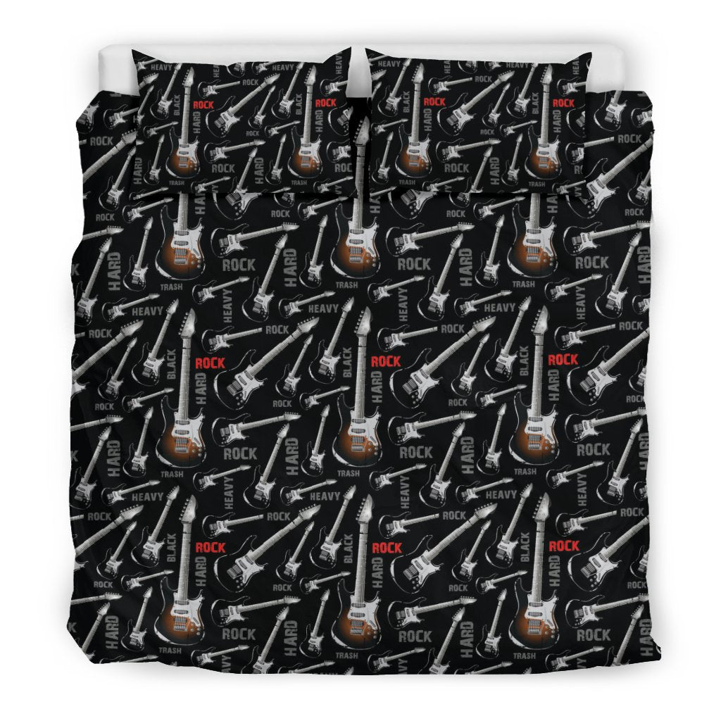 Electric Guitar Pattern Print Duvet Cover Bedding Set-grizzshop