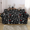 Electric Guitar Pattern Print Loveseat Cover-grizzshop