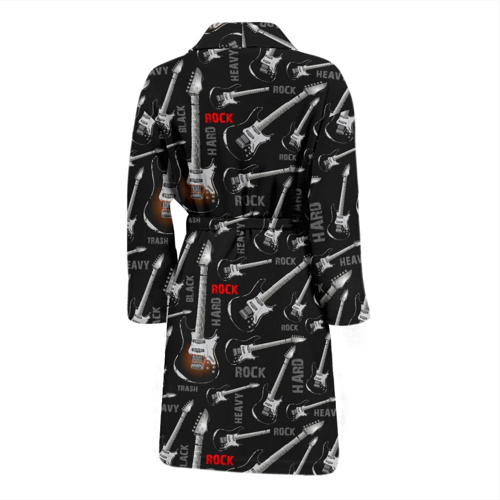 Electric Guitar Pattern Print Men Long Robe-grizzshop