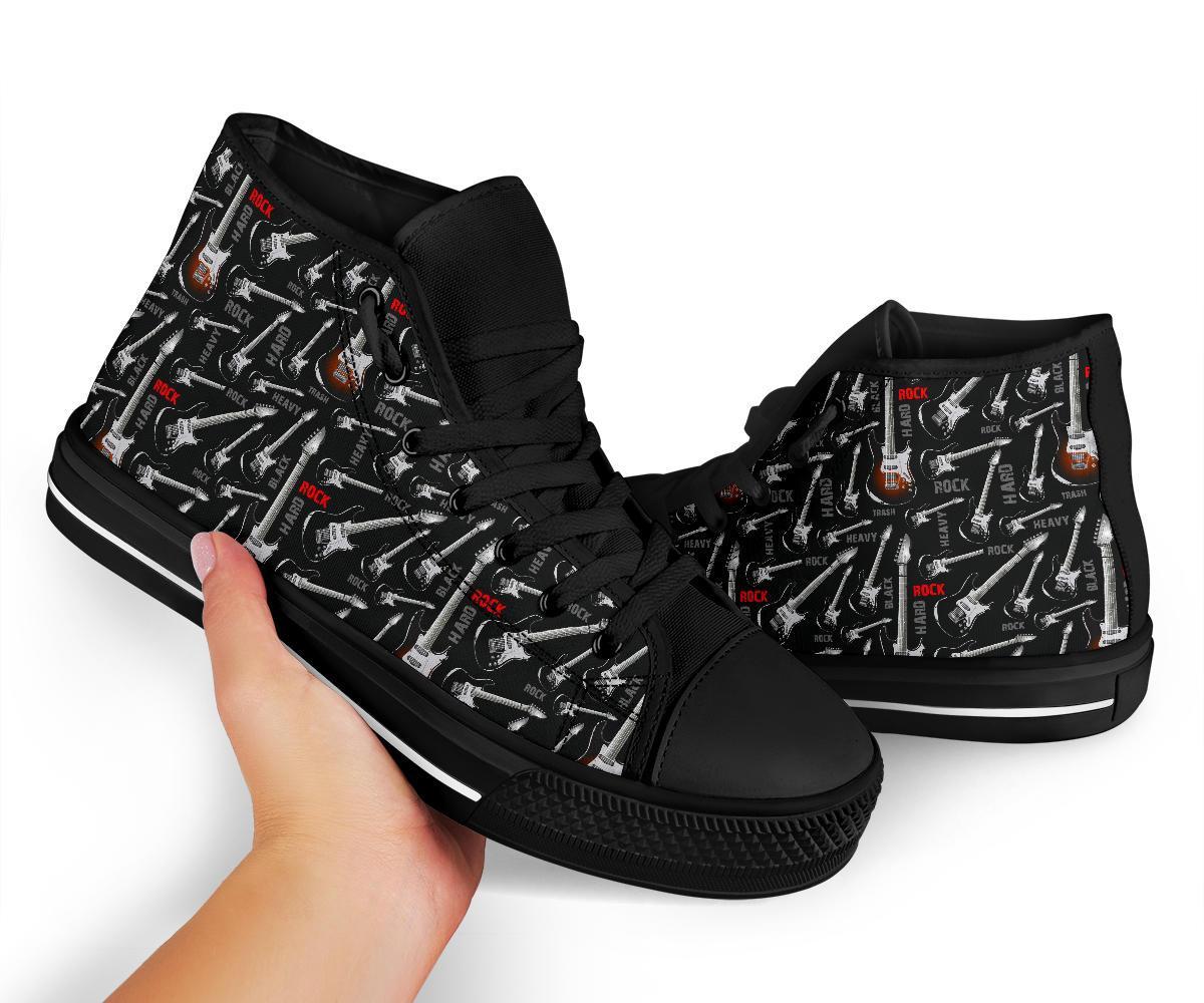 Electric Guitar Pattern Print Men Women's High Top Shoes-grizzshop