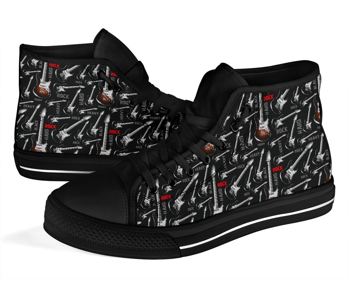 Electric Guitar Pattern Print Men Women's High Top Shoes-grizzshop