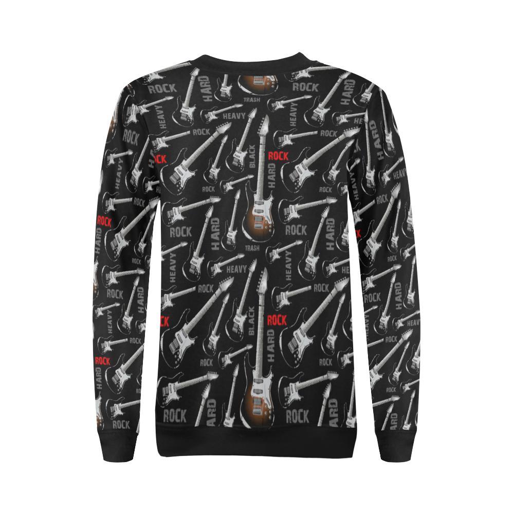 Electric Guitar Pattern Print Women Crewneck Sweatshirt-grizzshop