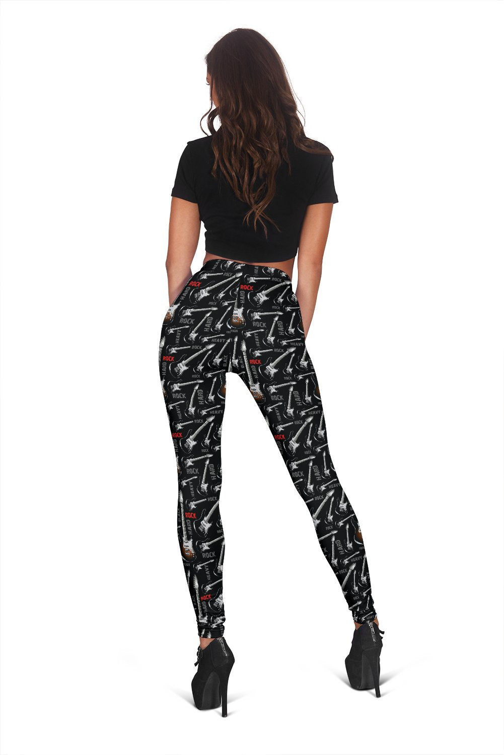 Electric Guitar Pattern Print Women Leggings-grizzshop