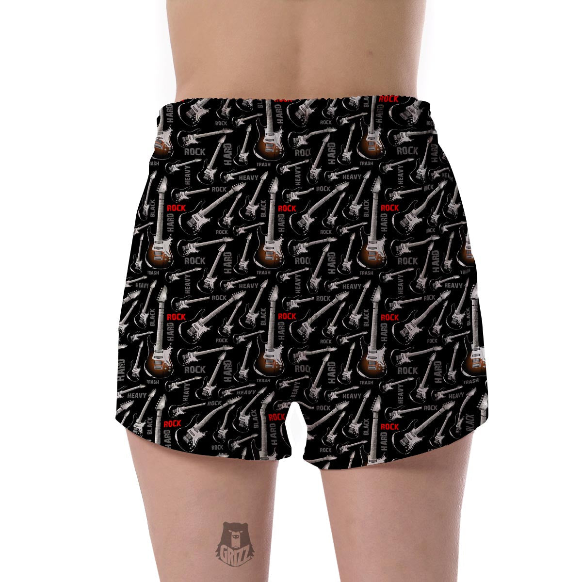 Electric Guitar Pattern Print Women's Shorts-grizzshop