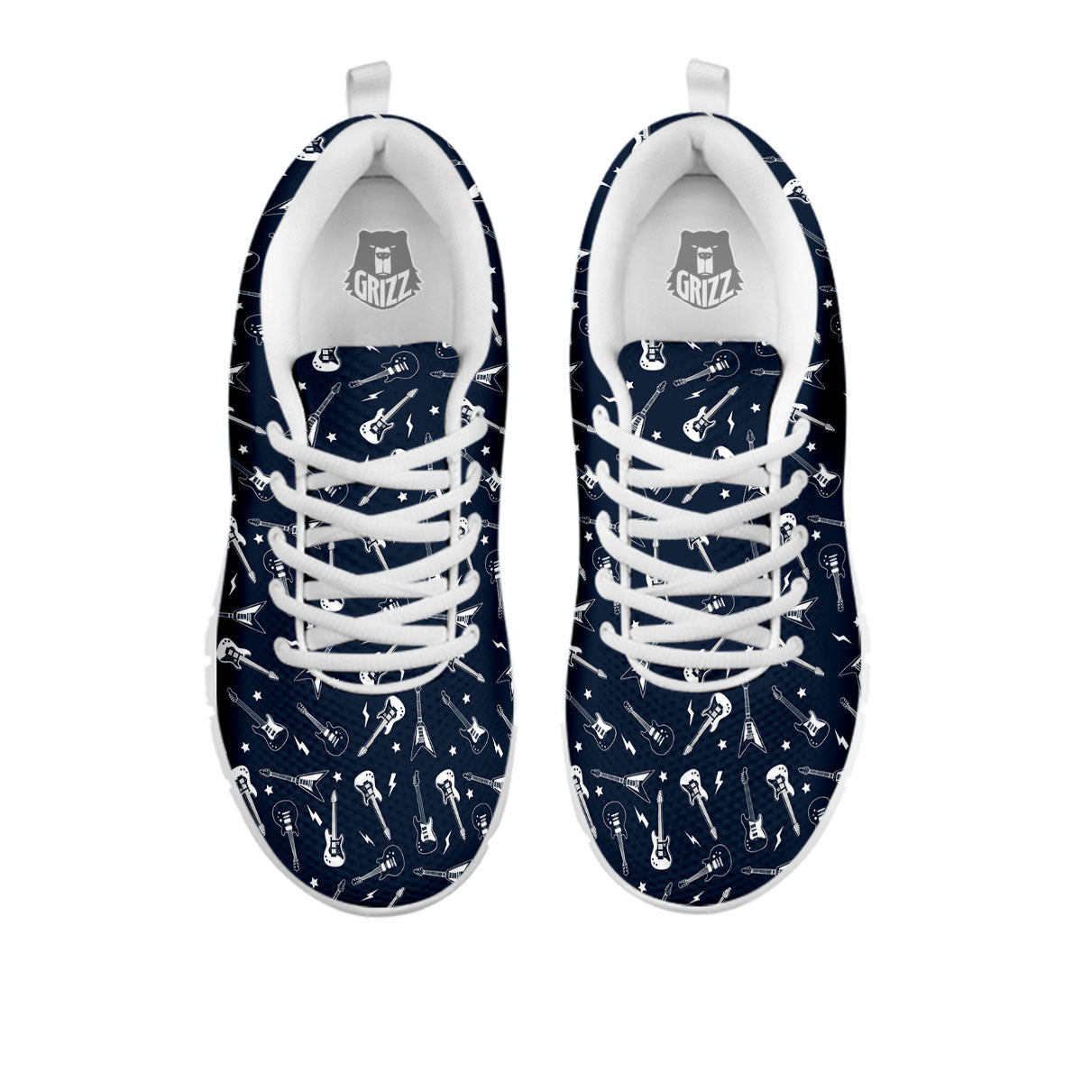 Electric Guitar Print Pattern White Sneaker-grizzshop