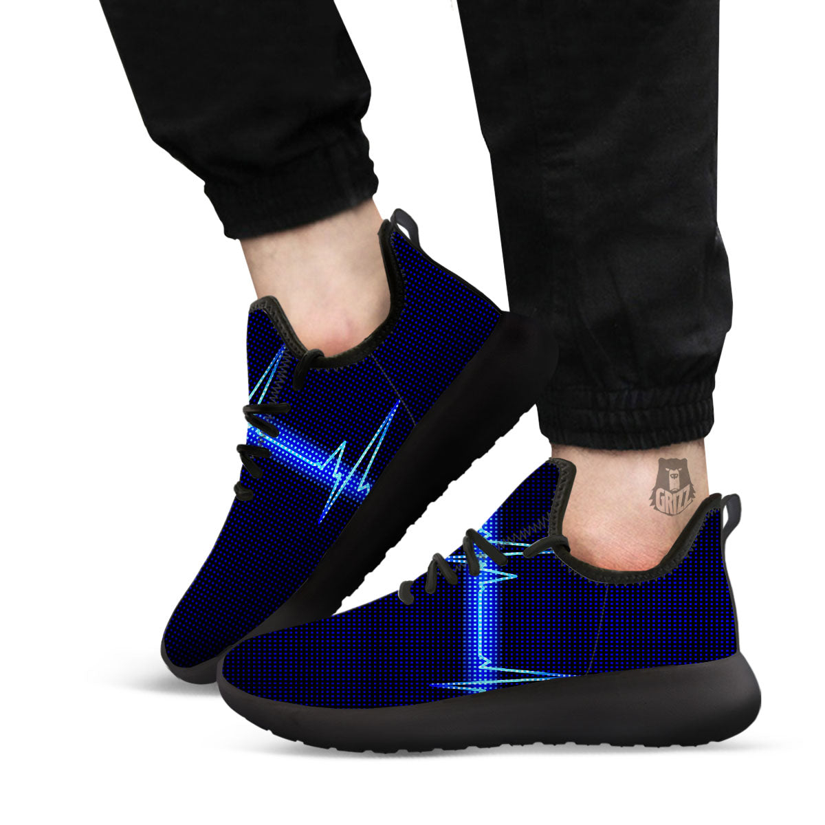 Electrocardiogram Heartbeat Print Black Athletic Shoes-grizzshop