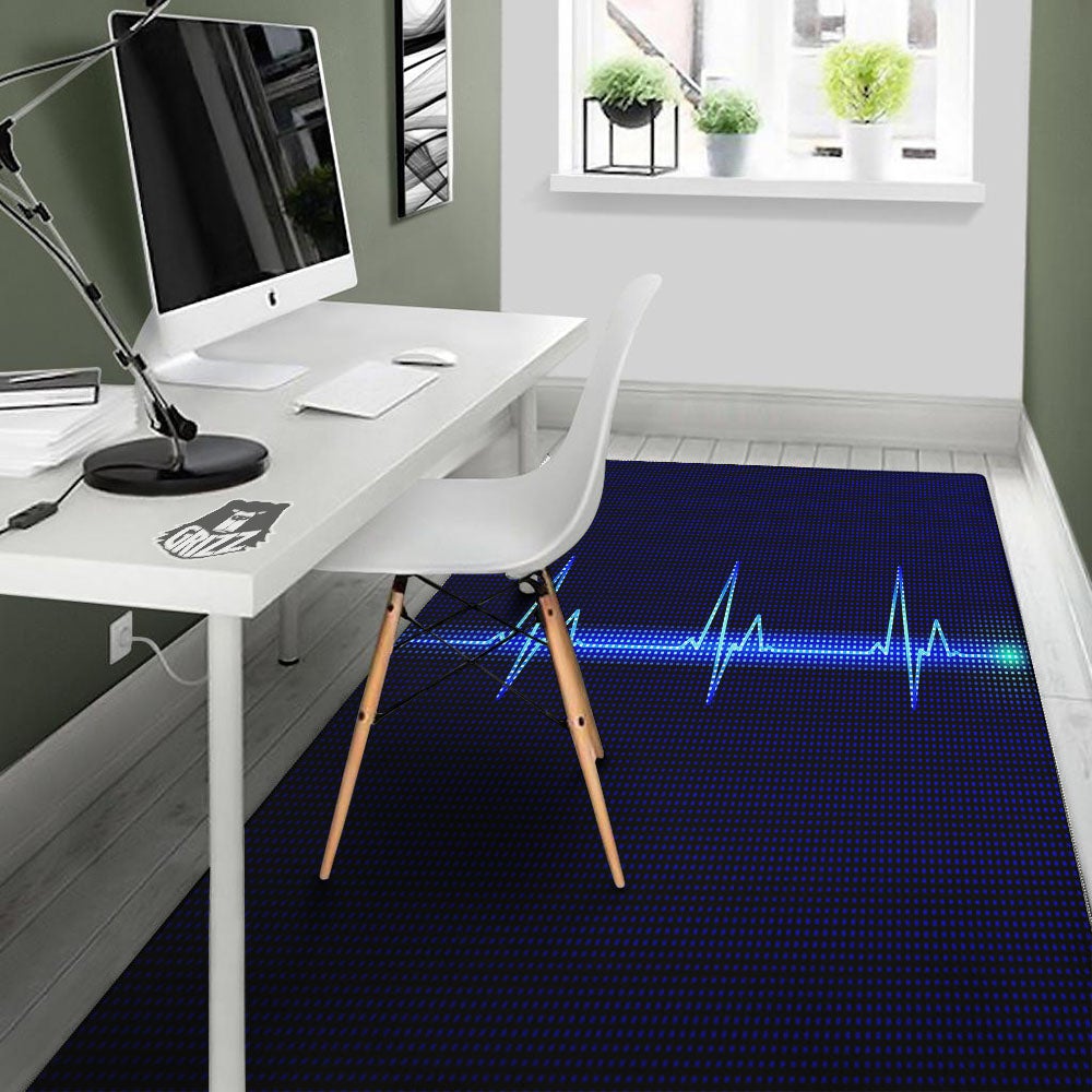 Electrocardiogram Heartbeat Print Floor Mat-grizzshop
