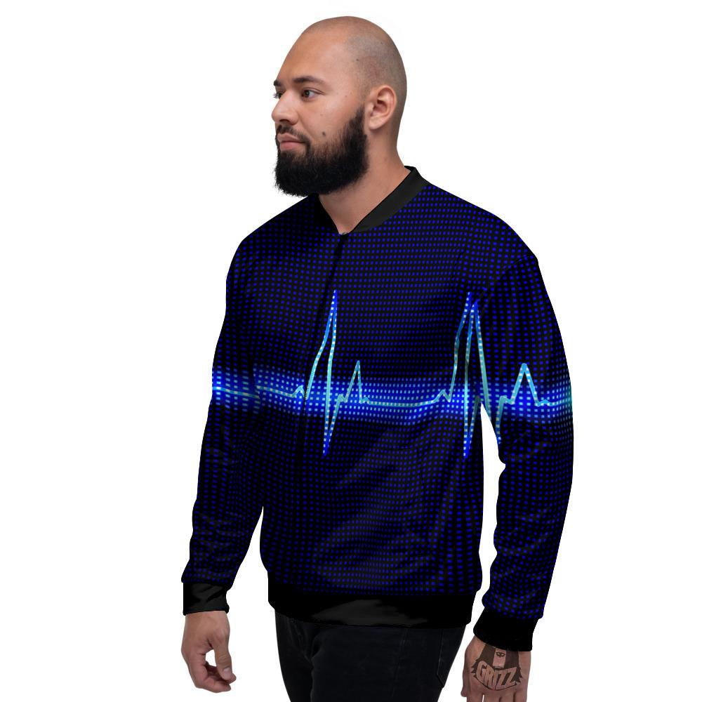 Electrocardiogram Heartbeat Print Men's Bomber Jacket-grizzshop