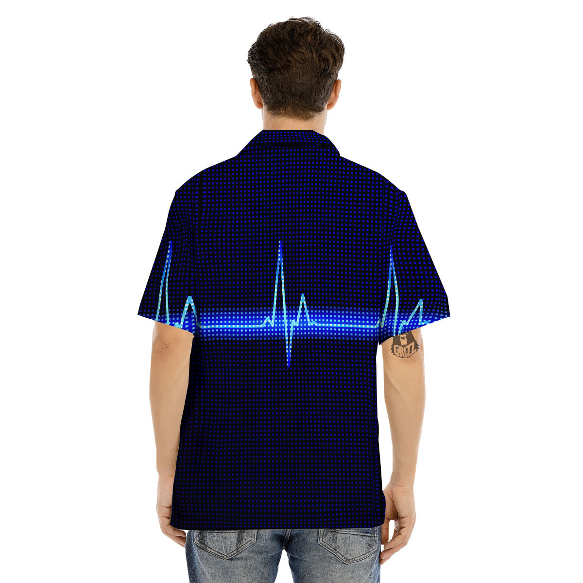 Electrocardiogram Heartbeat Print Men's Hawaiian Shirt-grizzshop