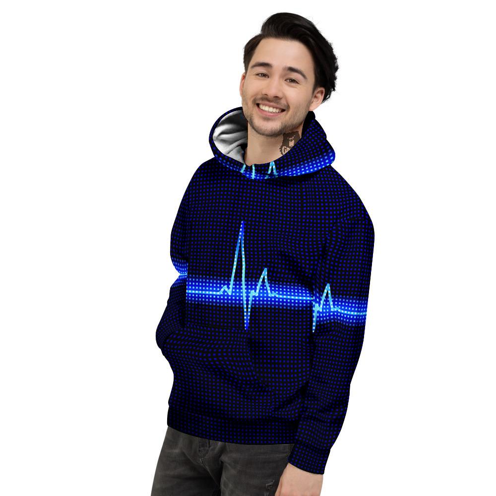 Electrocardiogram Heartbeat Print Men's Hoodie-grizzshop