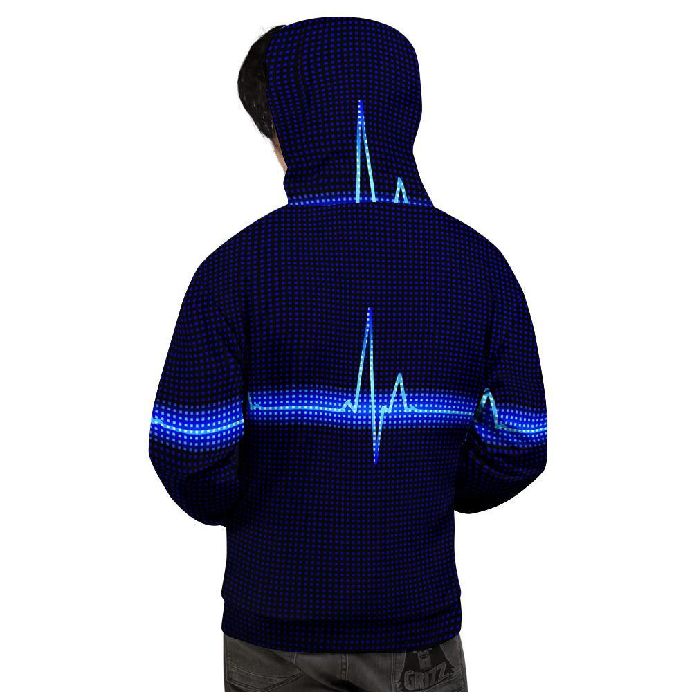 Electrocardiogram Heartbeat Print Men's Hoodie-grizzshop