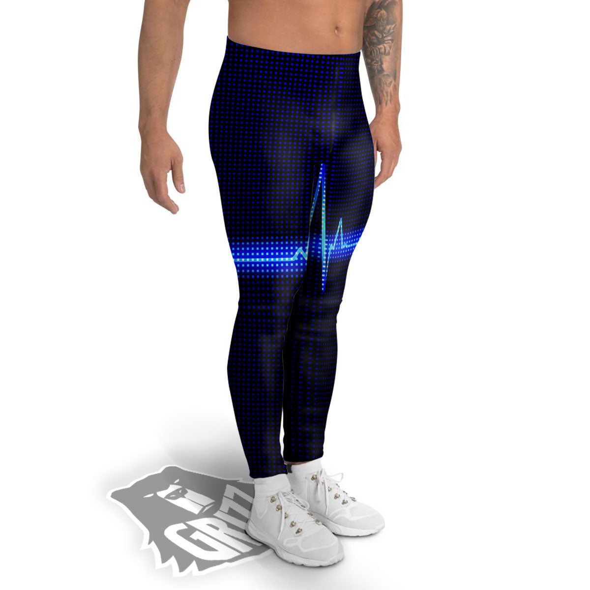 Electrocardiogram Heartbeat Print Men's Leggings-grizzshop
