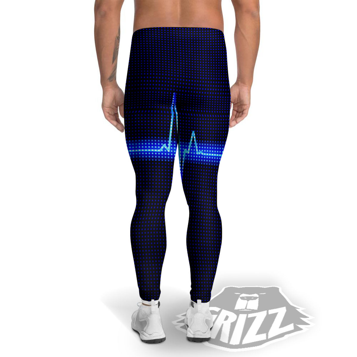 Electrocardiogram Heartbeat Print Men's Leggings-grizzshop