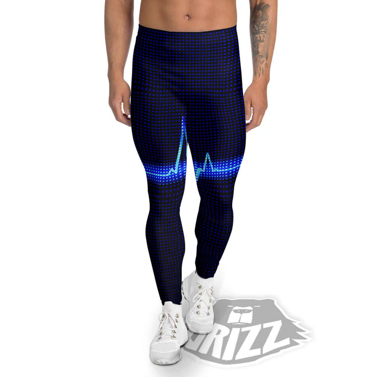 Electrocardiogram Heartbeat Print Men's Leggings-grizzshop
