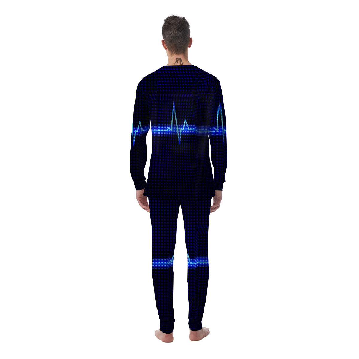 Electrocardiogram Heartbeat Print Men's Pajamas-grizzshop