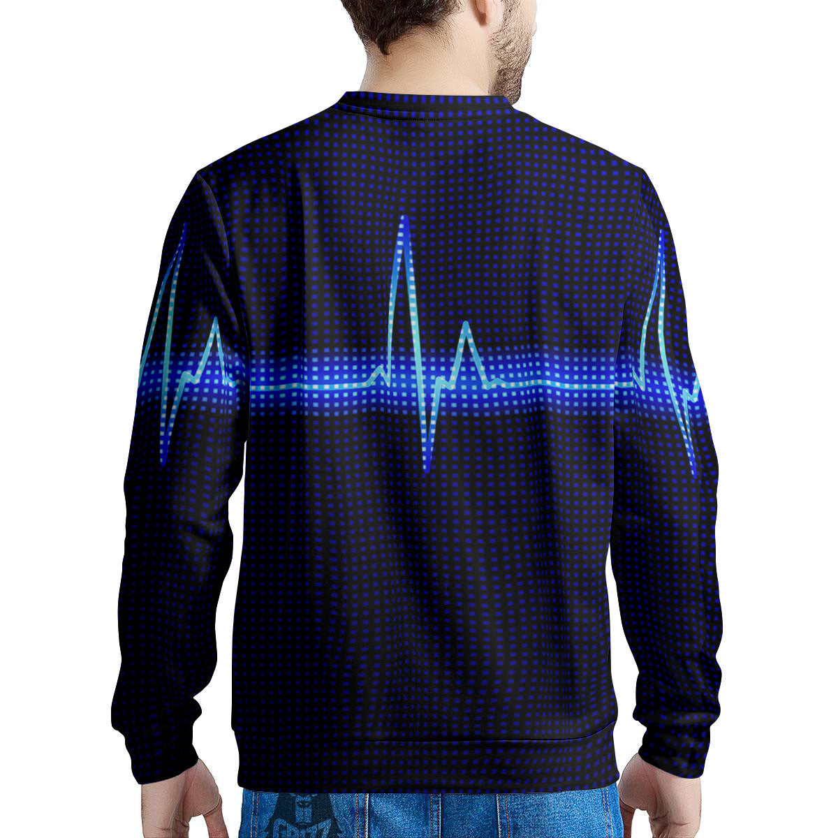 Electrocardiogram Heartbeat Print Men's Sweatshirt-grizzshop
