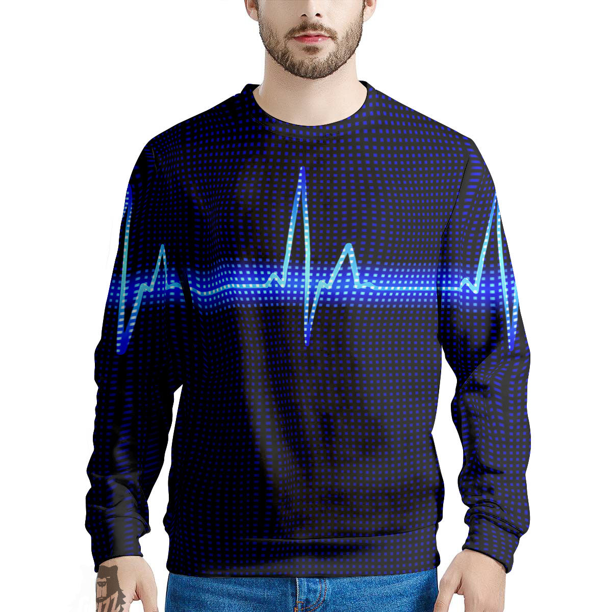 Electrocardiogram Heartbeat Print Men's Sweatshirt-grizzshop