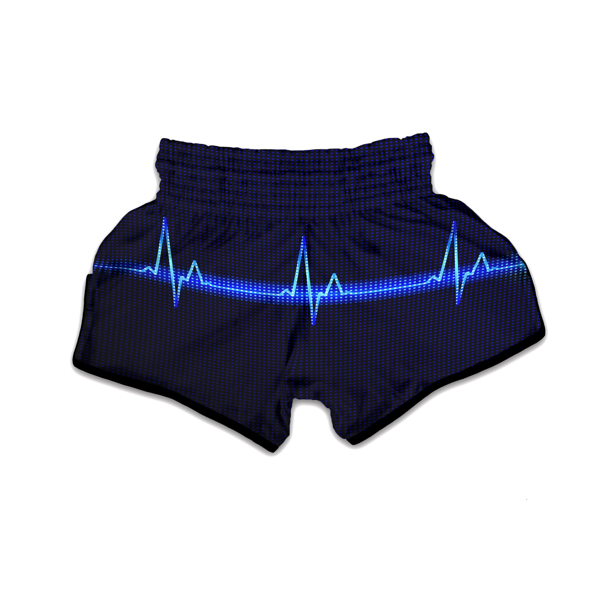 Electrocardiogram Heartbeat Print Muay Thai Boxing Shorts-grizzshop