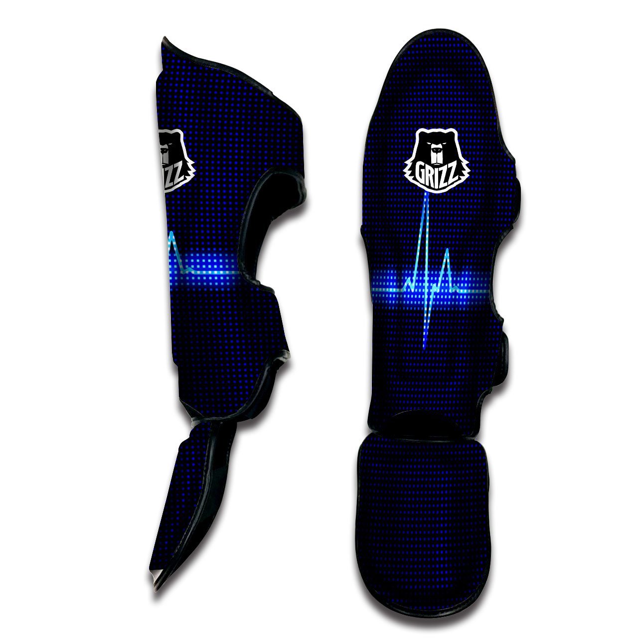 Electrocardiogram Heartbeat Print Muay Thai Shin Guards-grizzshop