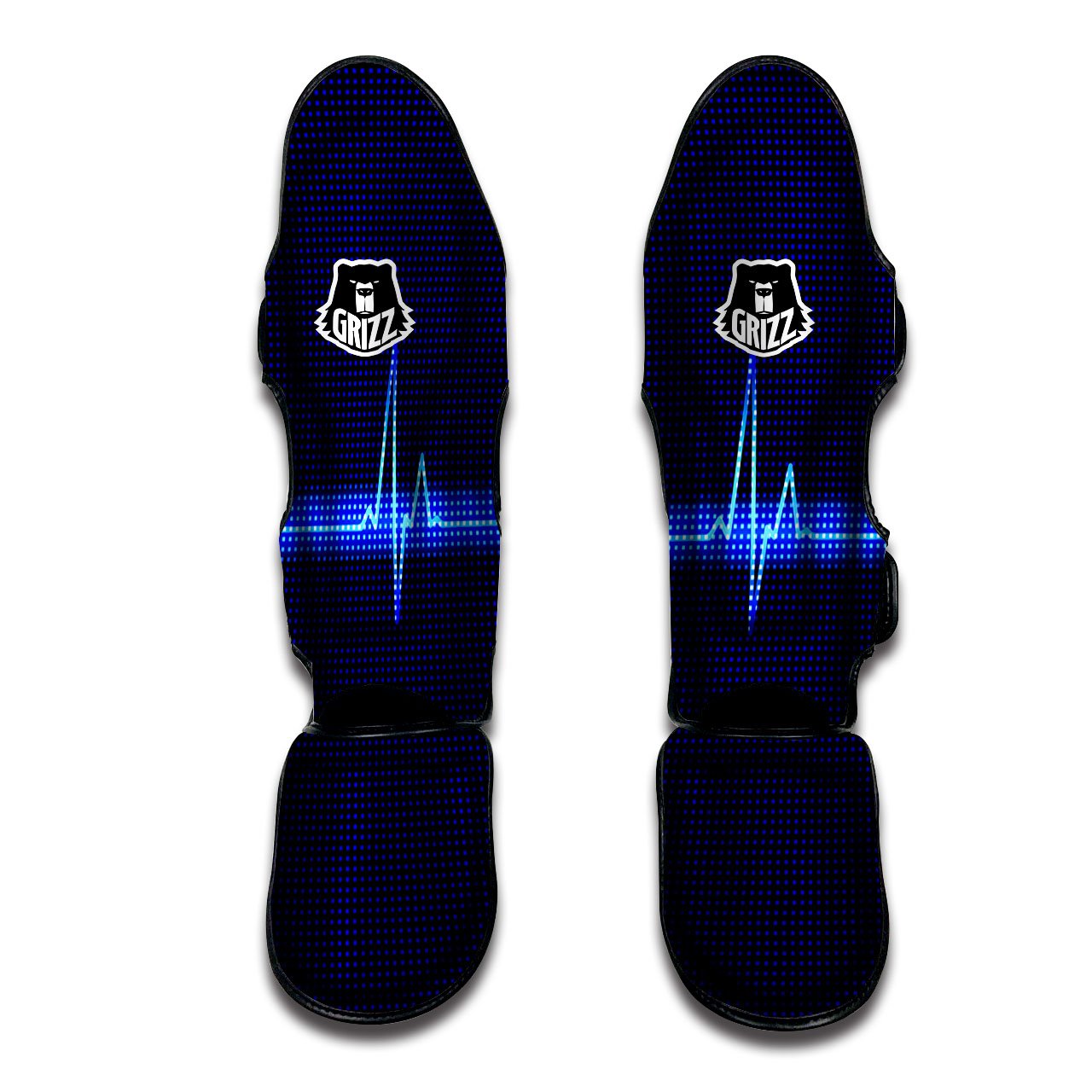 Electrocardiogram Heartbeat Print Muay Thai Shin Guards-grizzshop