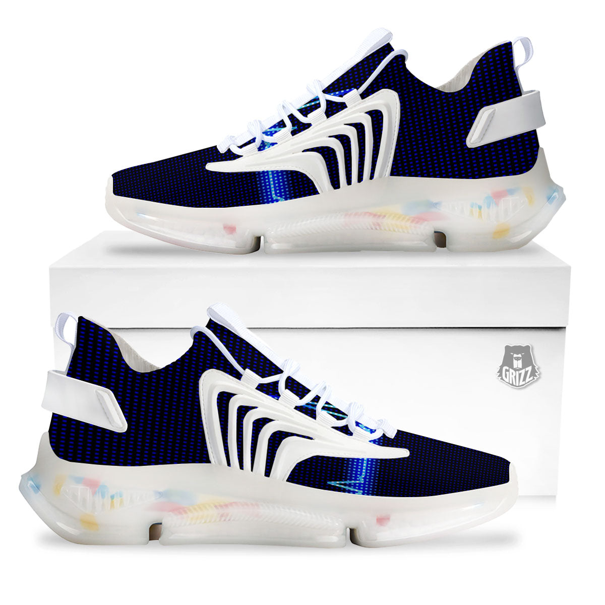 Electrocardiogram Heartbeat Print White Gym Shoes-grizzshop