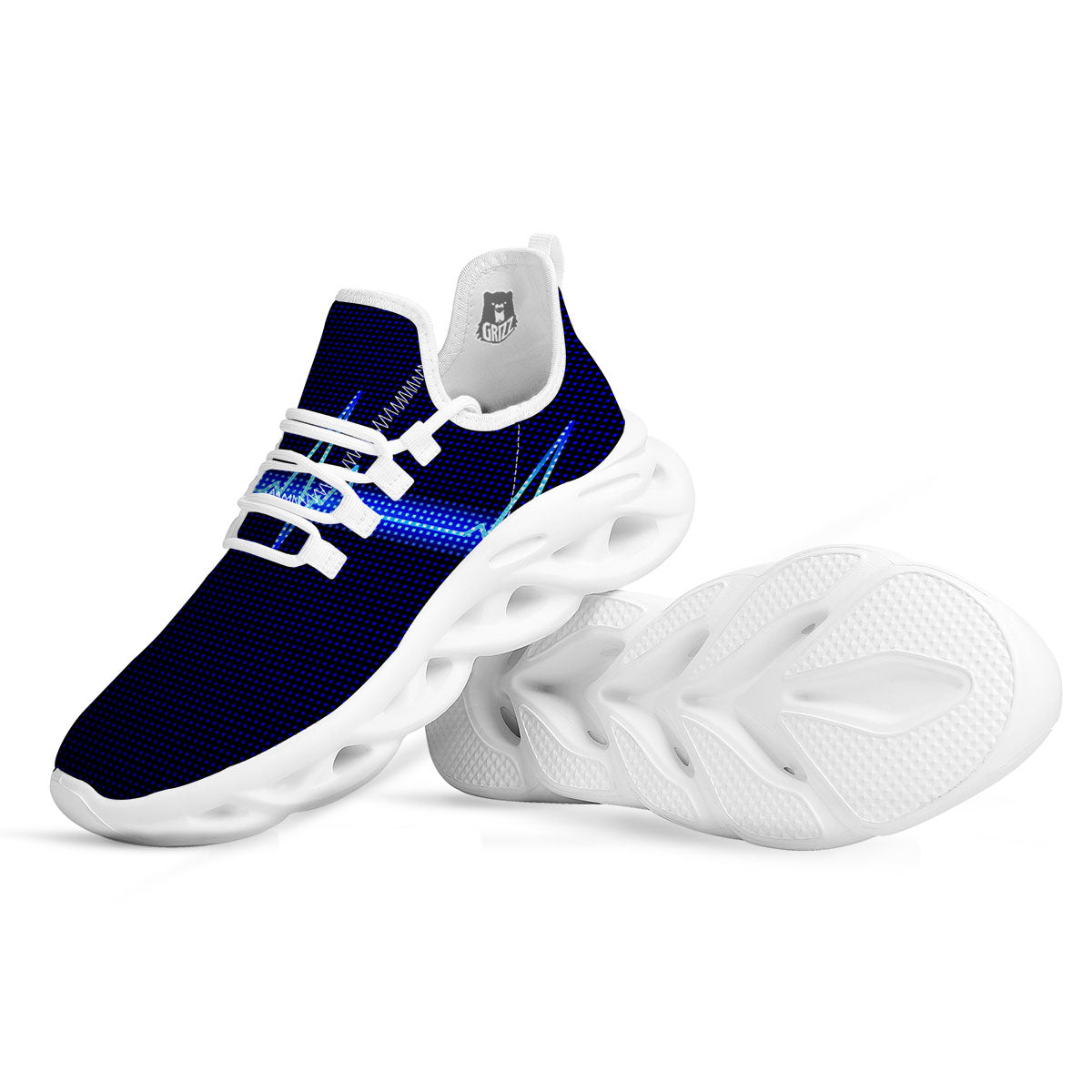 Electrocardiogram Heartbeat Print White Running Shoes-grizzshop